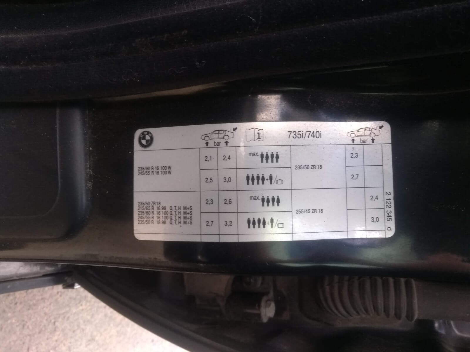 BMW e38 давление в шинах